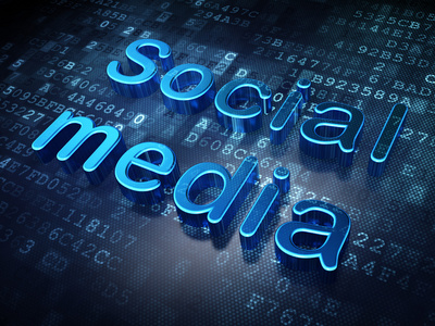 社会媒体的概念 数字背景上的蓝色社交媒体