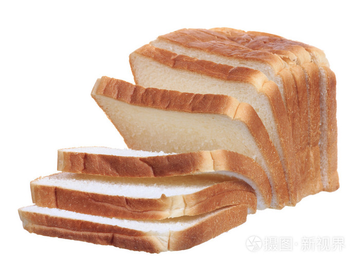 切片三文治面包上孤立的白色背景