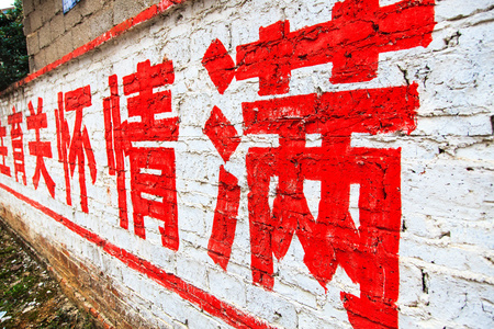 汉语词的大墙上的画