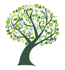 概念树与生物生态和环境的符号和图标