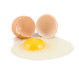 碎的蛋壳蛋黄与蛋白