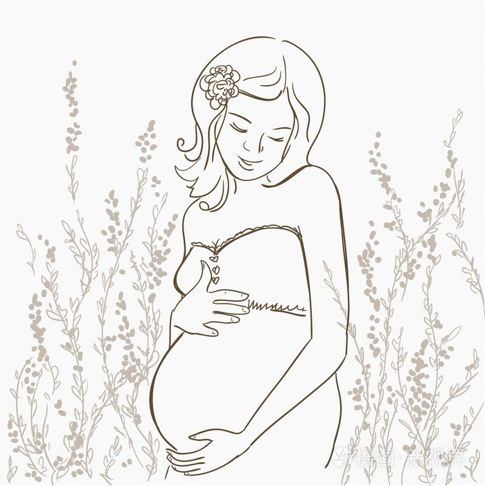 怀孕的女人剪影插画-正版商用图片1cbnod-摄图新视界