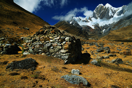 在 cordiliera 布兰卡，秘鲁，南美洲高山景观