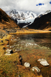 在 cordiliera 布兰卡，秘鲁，南美洲高山景观