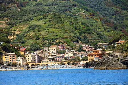 聖教会。关于利古里亚海岸，意大利，欧洲五渔村