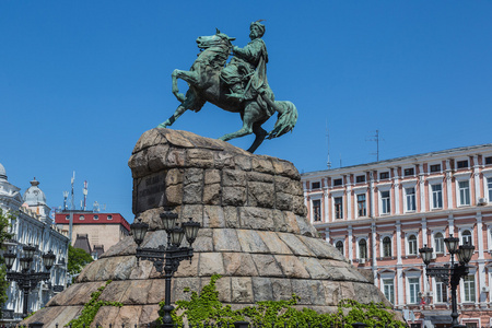 hetman bogdan 伊尔  赫梅利尼茨基雕像在基辅，乌克兰