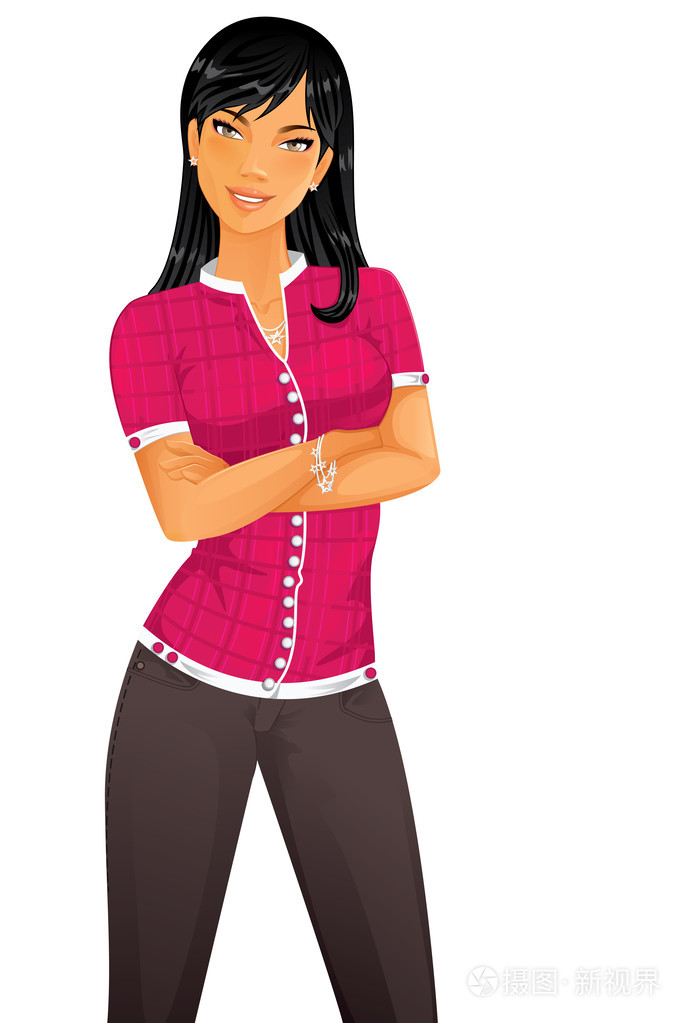 美丽的女人手臂交叉插画-正版商用图片1ccn5f-摄图新视界