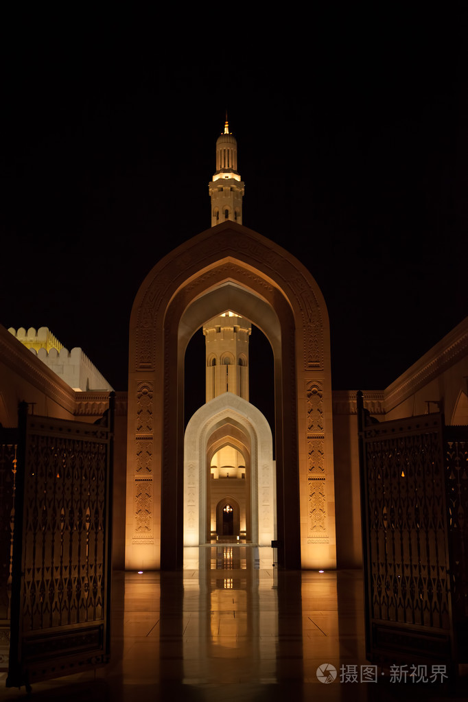 大清真寺马斯喀特阿曼夜景