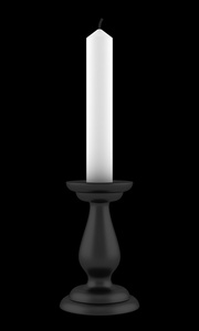 与蜡烛被隔绝在黑色背景上的黑色烛台