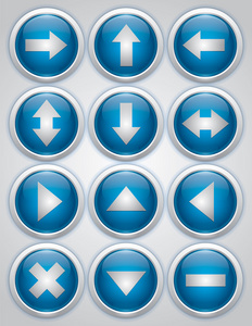 有光泽的蓝色按钮,矢量箭头图标中的箭头控制按钮照片