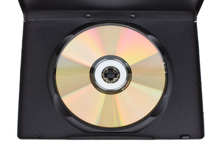 在 dvd 盒隔离在白色背景上的磁盘