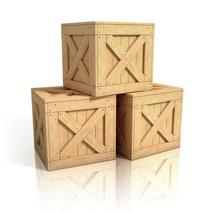 孤立的木箱子照片