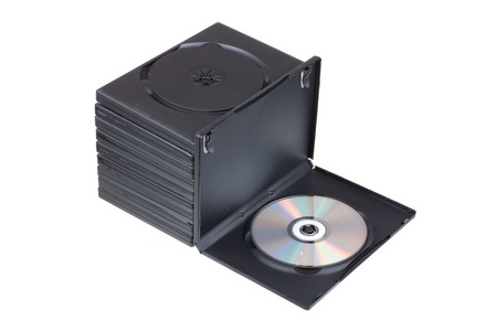 具有隔离在白色背景上的 cd dvd 盒 cd dvd 磁盘