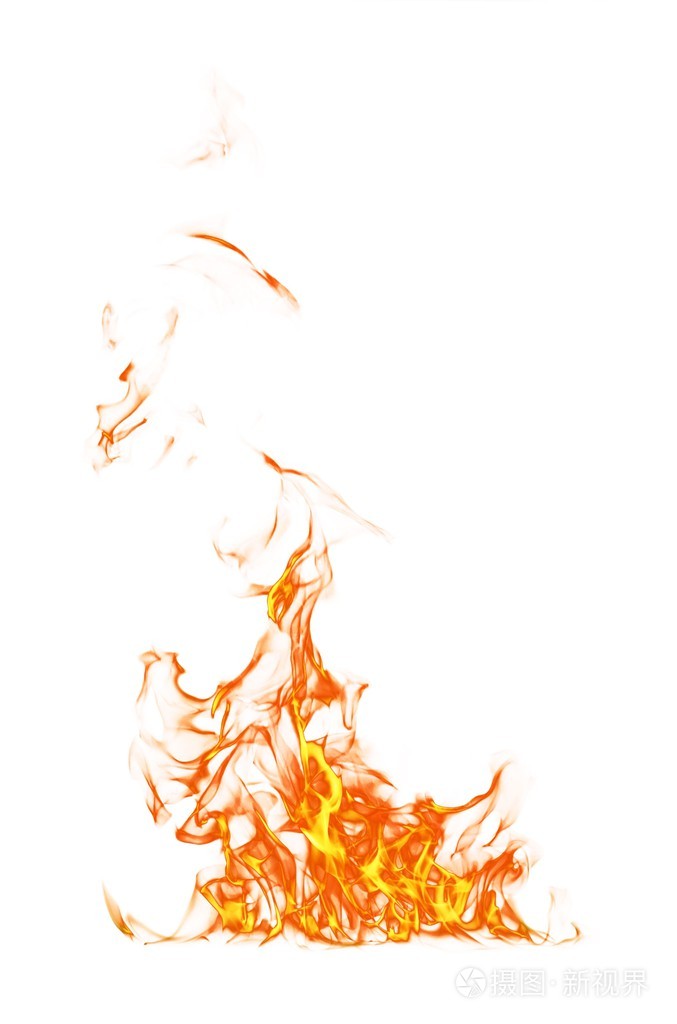 火焰隔绝在白色背景上的火焰