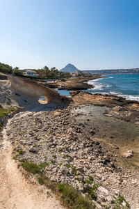 javea 海岸和蒙格山景从卡拉布兰卡