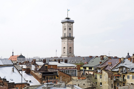 在利沃夫市政厅的视图