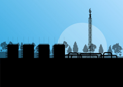 油炼油工业工厂景观图艾菲尔铁塔的背景