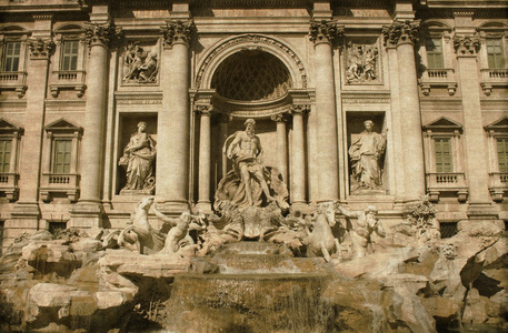 特雷维喷泉在罗马复古