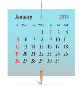 2014 年 1 月的日历