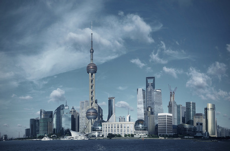 上海陆家嘴金融与贸易区地平线在城市景观