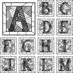 马赛克大写的字母字母图案线条