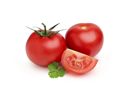 熟的西红柿与切片和欧芹
