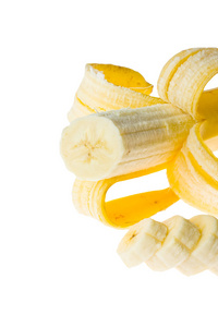 成熟的香蕉上白色隔离