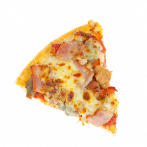 切断被隔绝在白色背景上的切片比萨饼