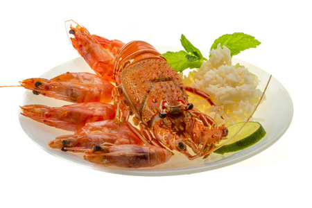 大米虾龙虾, 虾, 大米照片