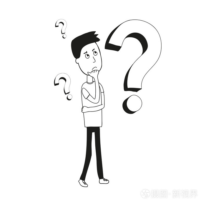 男人和问号插画-正版商用图片1cek1x-摄图新视界