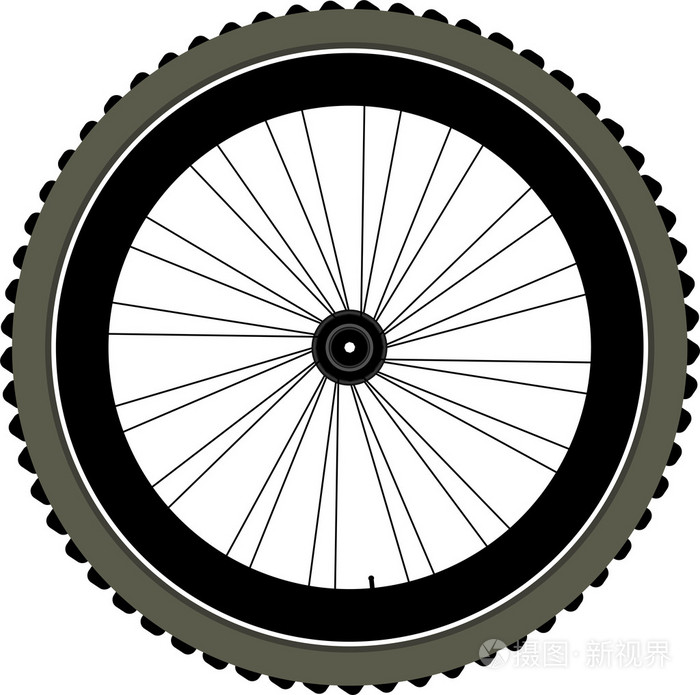自行车车轮与轮胎和轮辐上白色隔离