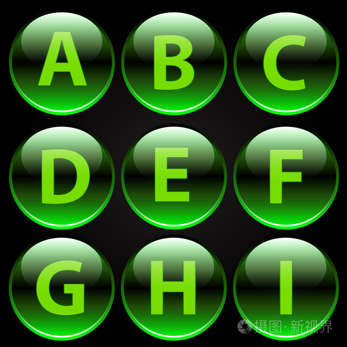 绿色光滑字母表字母ai