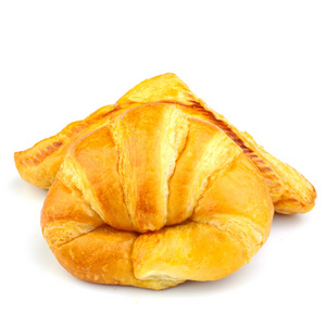 frska och lckra croissant ver vit bakgrund新鲜和美味的羊角面包在白色背景