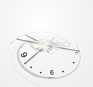 带有时钟的矢量抽象背景. 有图案的纸制壁纸快速时间交付图标.