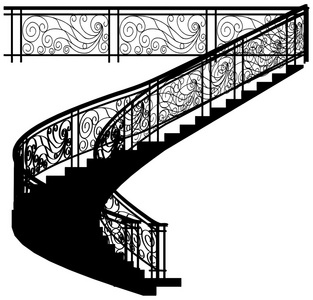 螺旋楼梯与栅栏矢量