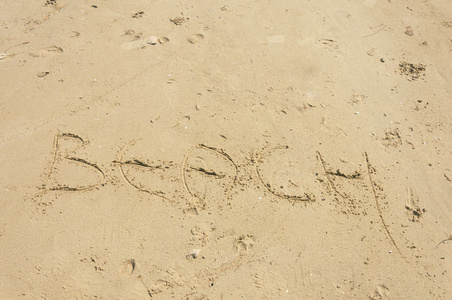 海滩的沙子上题词