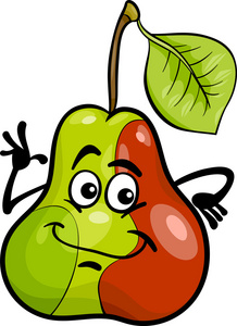 搞笑梨水果卡通插图照片