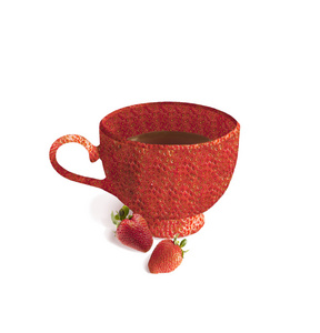 在白色背景上孤立的草莓茶
