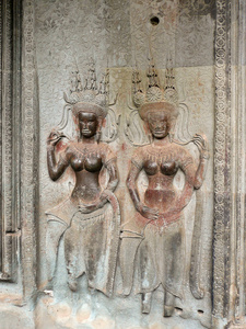 女神浅浮雕的吴哥窟，柬埔寨