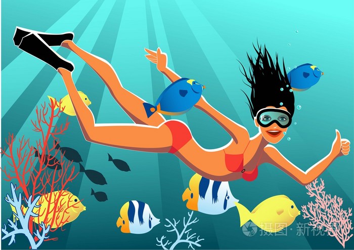 浮潜的女孩