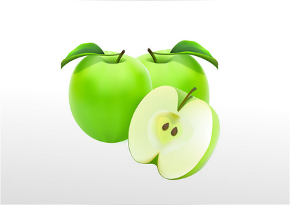 绿色三个苹果