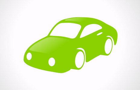 绿色玩具汽车徽标模板。矢量图标