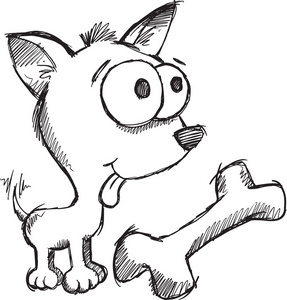 涂鸦素描小狗的狗矢量插图绘画艺术