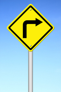 道路标志右打开警告照片