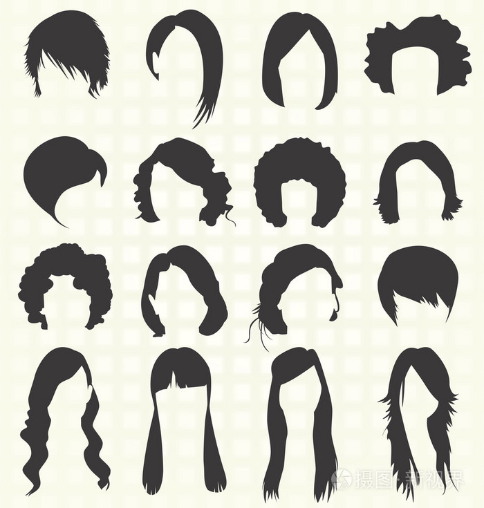 向量组的: 女人的发型轮廓插画