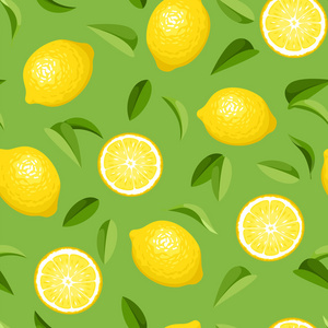 柠檬的无缝背景。矢量插画