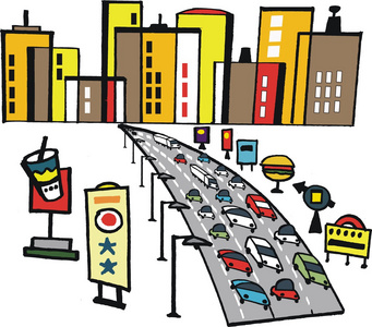 城市高速公路交通矢量卡通图片
