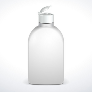 打开的化妆品或  生灰度白色塑料瓶的凝胶 肥皂液 乳液 霜 洗发水。准备好您的设计。孤立在白色背景上的插图。矢量 ep