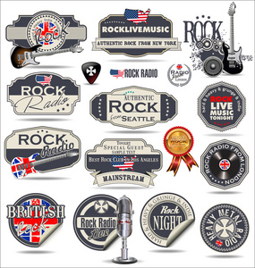 摇滚音乐徽章和标签
