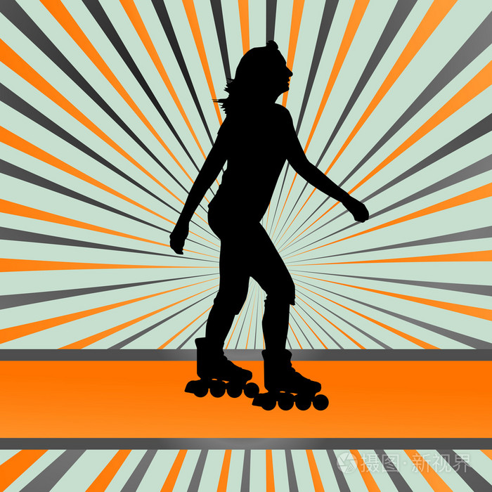 在爆裂矢量背景前速滑运动员剪影